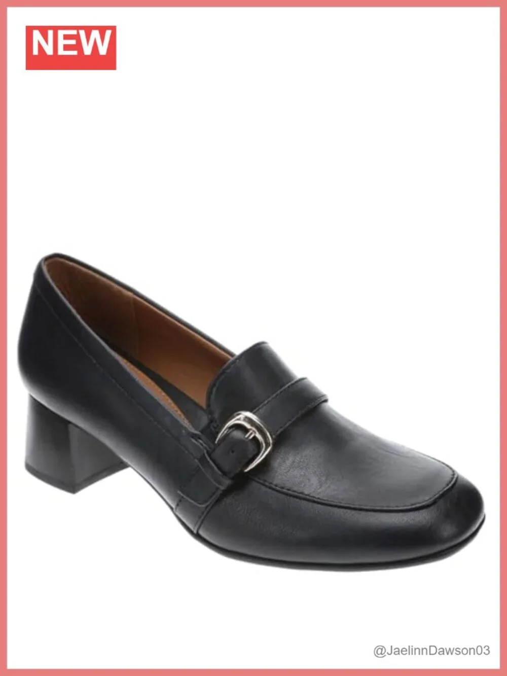 Faux Leather Pumps with Block Heel and Buckle Detail